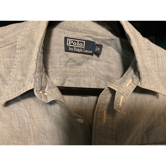 Polo Ralph Lauren Other - Polo Ralph Lauren Mens Blue Chambray Distressed Patchwork Button Down Shirt S